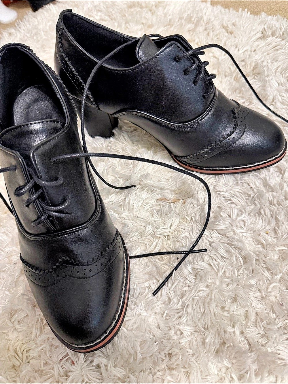 Black Brogue Platform Heels US 8 Like New